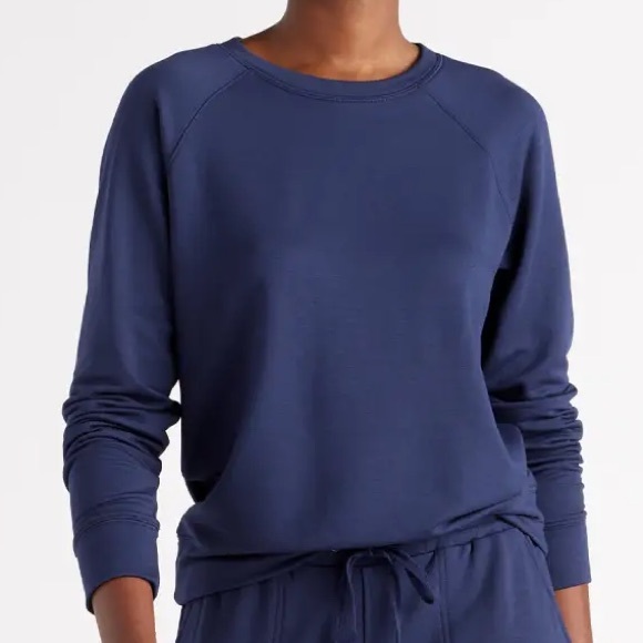 Quince Sweaters - Quince SuperSoft Fleece Crew Sweater Navy Blue Size Medium